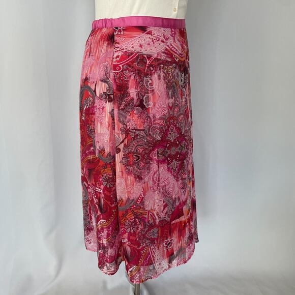 Y2K Midi Skirt Size XL Pink Red Boho Paisley Asymmetric Whimsical Fairy Feminine - Picture 6 of 15